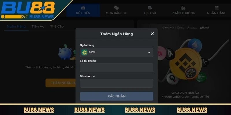 Rút tiền về ngân hàng nhận thưởng nhanh chóng