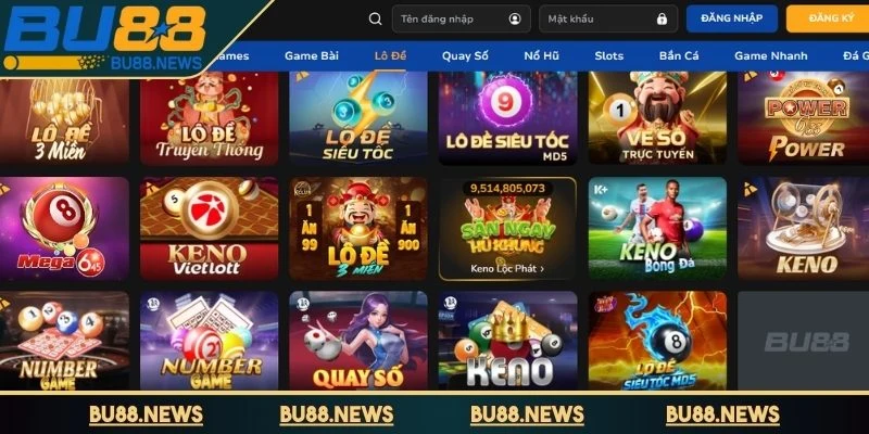 Sảnh xổ số Bu88 đa dạng, đầy đủ mọi thể loại